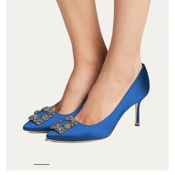 Manolo Blahnik Royal Blue Hangisi 70mm heel - Picture 1 of 9